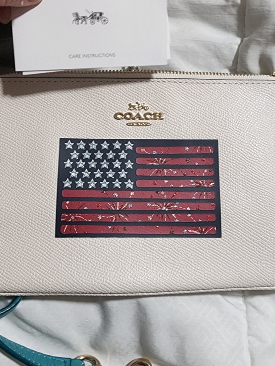 Coach Accessories - Coach Flag Appliqué Leather Crossbody - Cream with Red & Navy